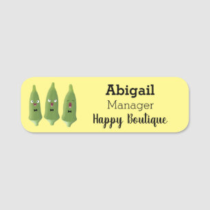 Cute singing okra vegetable cartoon name tag