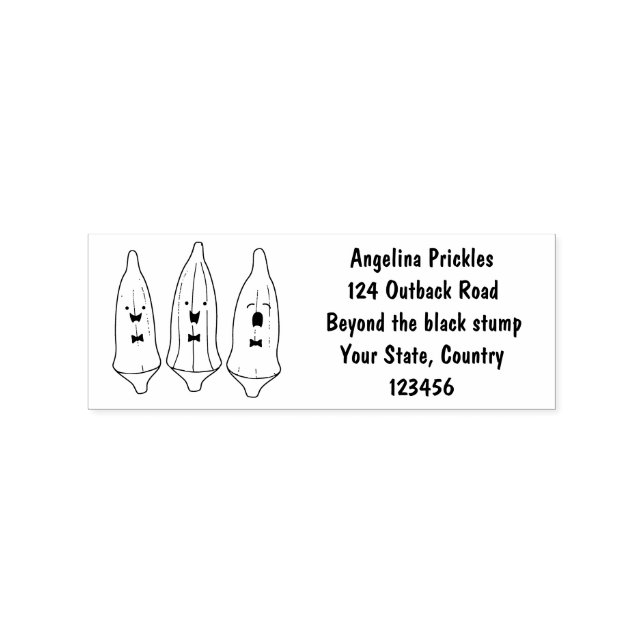 Cute singing okra vegetable cartoon rubber stamp (Imprint)