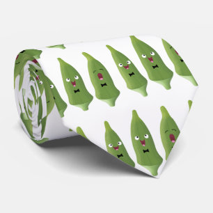 Cute singing okra vegetable cartoon tie