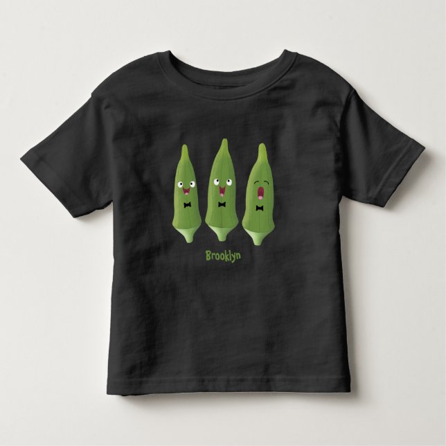 Cute singing okra vegetable cartoon toddler T-Shirt (Front)