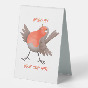 Cute singing robin bird cartoon
