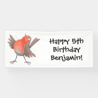 Cute singing robin bird cartoon