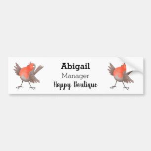 Cute singing robin bird cartoon bumper sticker