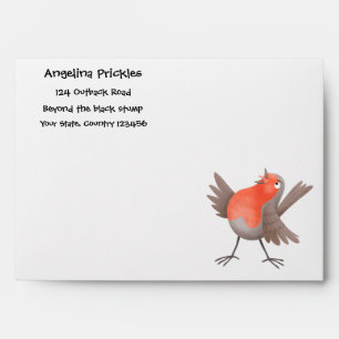 Cute singing robin bird cartoon envelope