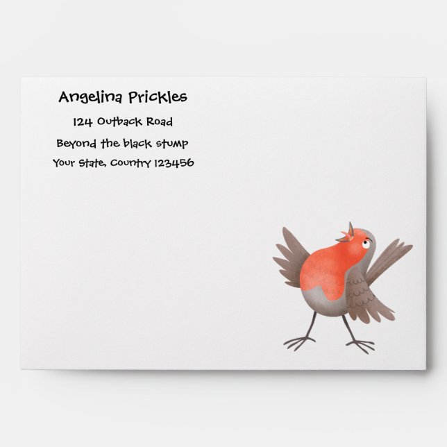 Cute singing robin bird cartoon envelope (Front)