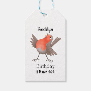 Cute singing robin bird cartoon gift tags