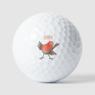 Cute singing robin bird cartoon golf balls