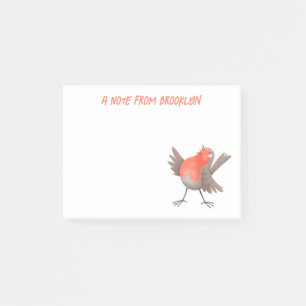 Cute singing robin bird cartoon  post-it notes