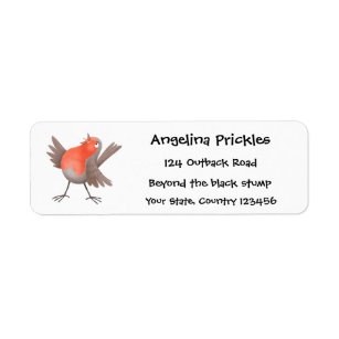 Cute singing robin bird cartoon return address label