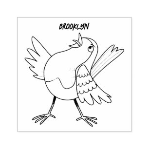 Cute singing robin bird cartoon rubber stamp