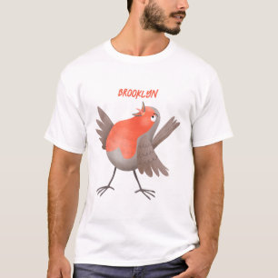Cute singing robin bird cartoon T-Shirt