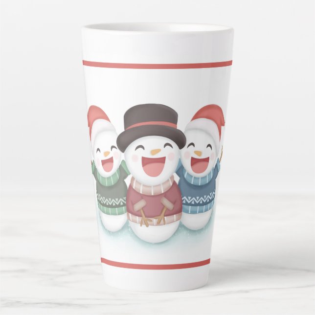 Cute Singing Snowman Latte Mug (Front)