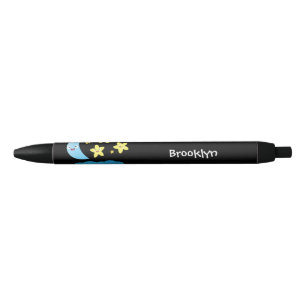 Cute singing stars, moon and cloud cartoon black ink pen