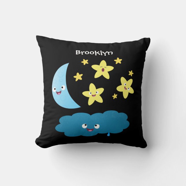 Cute singing stars, moon and cloud cartoon cushion (Front)