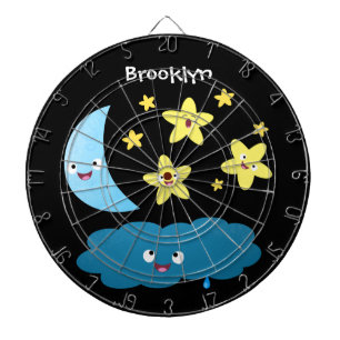 Cute singing stars, moon and cloud cartoon dartboard