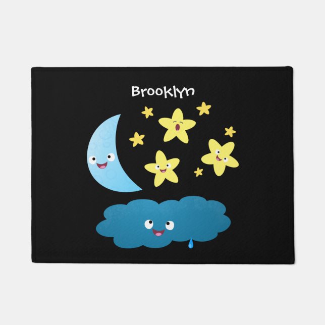 Cute singing stars, moon and cloud cartoon doormat (Front)