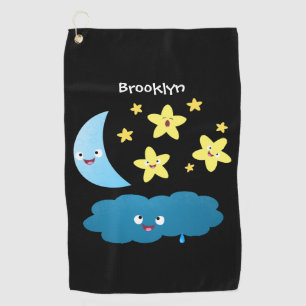 Cute singing stars, moon and cloud cartoon golf towel