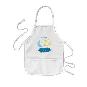 Cute singing stars, moon and cloud cartoon kids apron