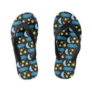 Cute singing stars, moon and cloud cartoon kid's thongs