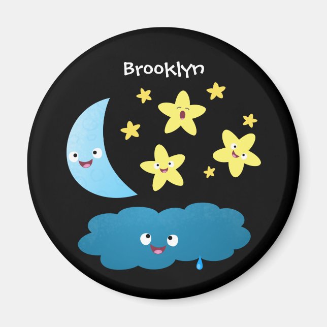 Cute singing stars, moon and cloud cartoon magnet (Front)