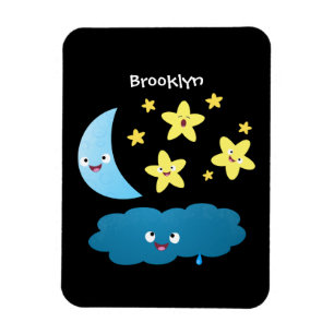 Cute singing stars, moon and cloud cartoon magnet