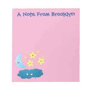 Cute singing stars, moon and cloud cartoon notepad