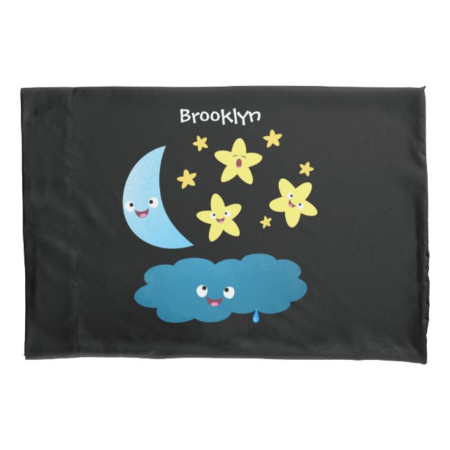 Cute singing stars, moon and cloud cartoon pillowcase (Front)