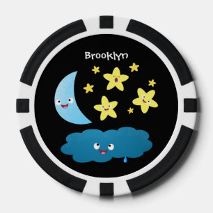 Cute singing stars, moon and cloud cartoon poker chips