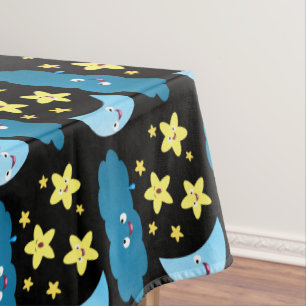 Cute singing stars, moon and cloud cartoon tablecloth