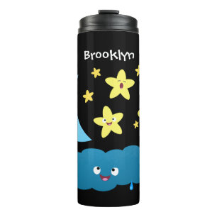Cute singing stars, moon and cloud cartoon thermal tumbler