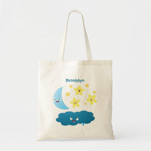 Cute singing stars, moon and cloud cartoon tote bag