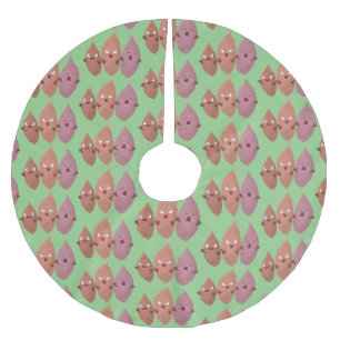 Cute singing sweet potatoes cartoon vegetables brushed polyester tree skirt
