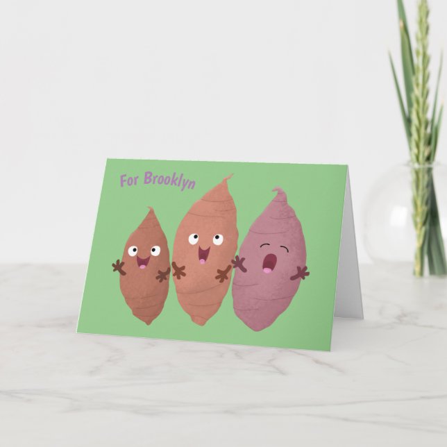Cute singing sweet potatoes cartoon vegetables  card (Front)