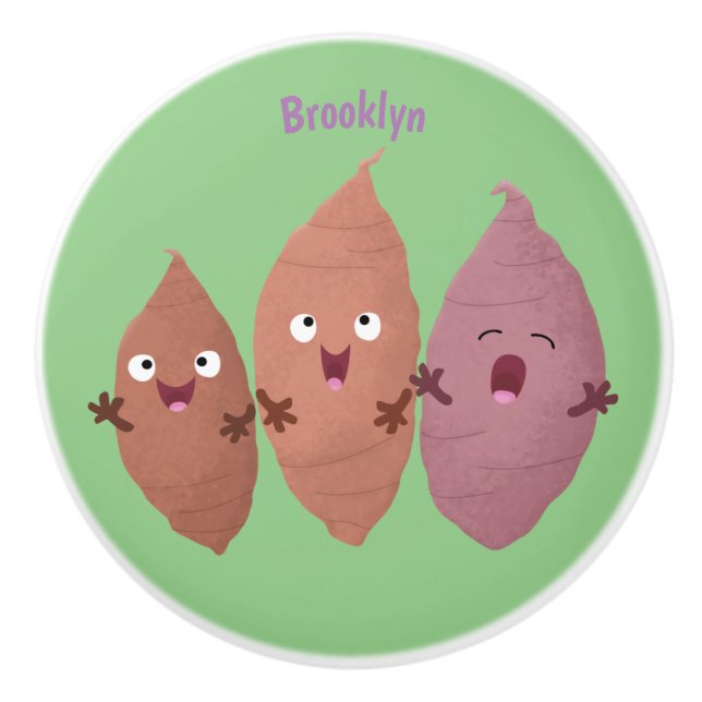 Cute singing sweet potatoes cartoon vegetables  ceramic knob (Front)