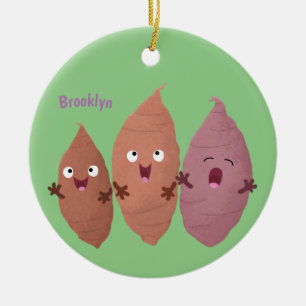 Cute singing sweet potatoes cartoon vegetables ceramic ornament