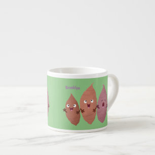 Cute singing sweet potatoes cartoon vegetables  espresso cup