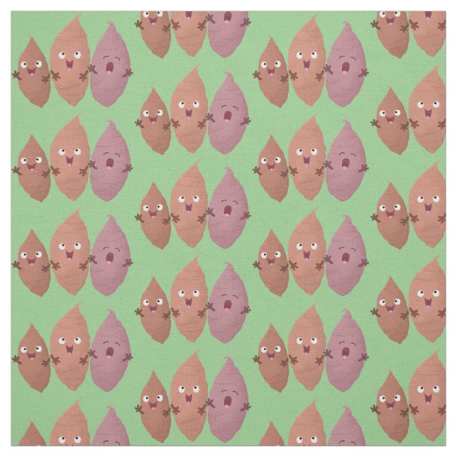 Cute singing sweet potatoes cartoon vegetables fabric (Swatch)