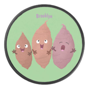 Cute singing sweet potatoes cartoon vegetables hockey puck