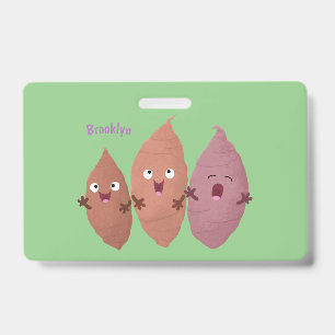 Cute singing sweet potatoes cartoon vegetables ID badge