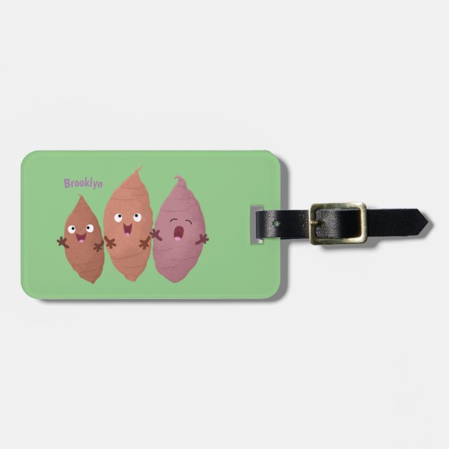 Cute singing sweet potatoes cartoon vegetables luggage tag (Front Horizontal)