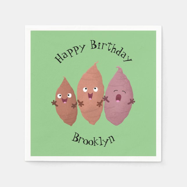 Cute singing sweet potatoes cartoon vegetables napkin (Front)
