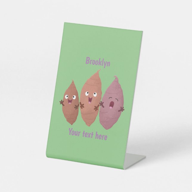 Cute singing sweet potatoes cartoon vegetables  pedestal sign (Front)
