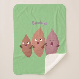 Cute singing sweet potatoes cartoon vegetables sherpa blanket