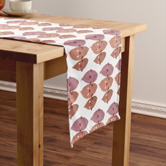 Cute singing sweet potatoes cartoon vegetables short table runner (In Situ)