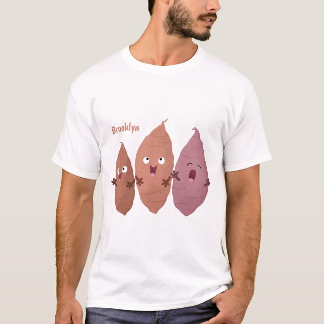 Cute singing sweet potatoes cartoon vegetables  T-Shirt (Front)