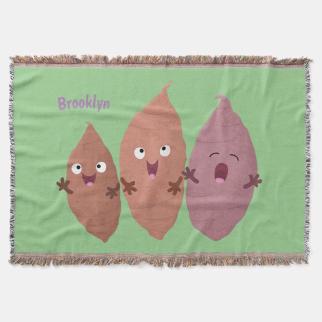Cute singing sweet potatoes cartoon vegetables  throw blanket (Front)