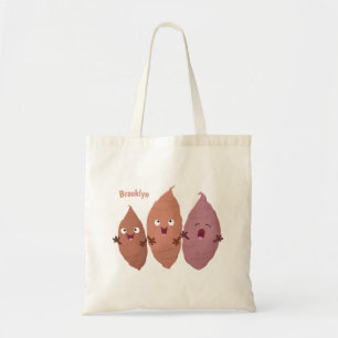Cute singing sweet potatoes cartoon vegetables tote bag