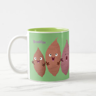 Cute singing sweet potatoes cartoon vegetables  Two-Tone coffee mug