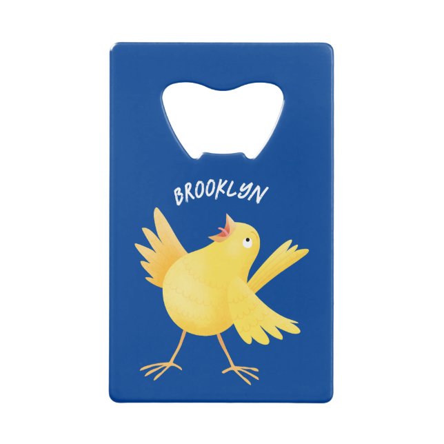 Cute singing yellow canary bird cartoon (Front)