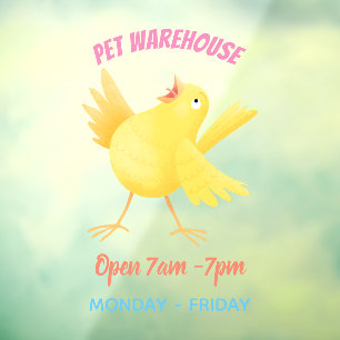 Cute singing yellow canary bird cartoon